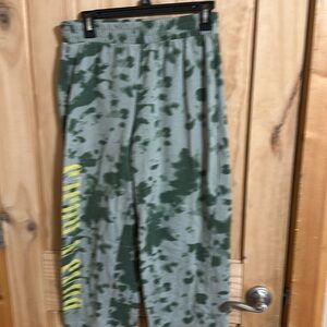 Licensed Guns N Roses Green Tie Dye Baggy Cropped Sweatpants
